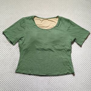 FawnFit Basic Ribbed Fitted Tee With Built-in Bra